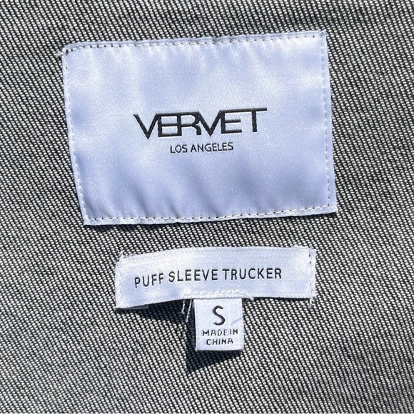 Vervet Los Angeles cropped puff sleeve trucker jean jacket size small - Picture 3 of 17
